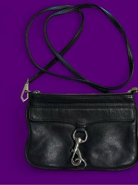 Rebecca Minkoff Black Pebbled Leather Crossbody with Silver Hardware